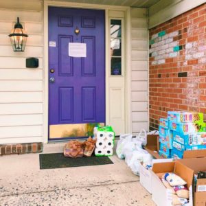Purple entrance door to Second Story for Teens in Crisis shelter.